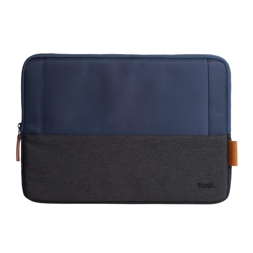 Trust Lisboa Laptophülle 13.3 Zoll, Laptoptasche aus Recycelten PET-Flaschen, Arbeitstasche Laptop Sleeve, Tasche Herren Damen für MacBook Notebook HP Dell Asus Lenovo Reisen Business - Blau von Trust