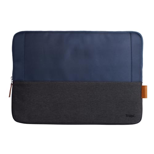 Trust Lisboa Laptophülle 16 Zoll, Laptoptasche aus Recycelten PET-Flaschen, Arbeitstasche Laptop Sleeve, Tasche Herren Damen für MacBook Notebook HP Dell Asus Lenovo Reisen Business - Blau von Trust