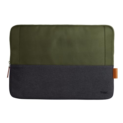 Trust Lisboa Laptophülle 16 Zoll, Laptoptasche aus Recycelten PET-Flaschen, Arbeitstasche Laptop Sleeve, Tasche Herren Damen für MacBook Notebook HP Dell Asus Lenovo Reisen Business - Grün von Trust