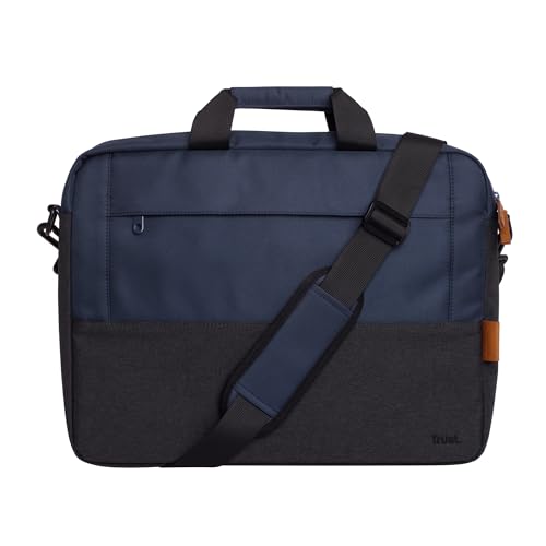 Trust Lisboa Laptoptasche 16 Zoll, Umhängetasche Herren Damen mit Trolley-Gurt, Tasche aus Recycelten PET-Flaschen, Arbeitstasche für Reisen Business MacBook Notebook HP Dell Asus Lenovo - Blau von Trust