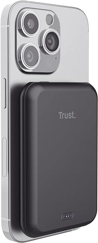 Trust Mobile Magno Magnetische Kabellose Powerbank 5.000 mAh Schnelles Aufladen, 50% Recycelten Materialien, MagSafe Ladegerät, USB-C Ladekabel, Qi Leichtes Mini Powerbank iPhone 12 – Schwarz Trust Mobile Magno Magnetische Kabellose Powerbank 5.000 mAh Schnelles Aufladen, 50% Recycelten Materialien, MagSafe Ladegerät, USB-C Ladekabel, Qi Leichtes Mini Powerbank iPhone 12 – Schwarz von Trust