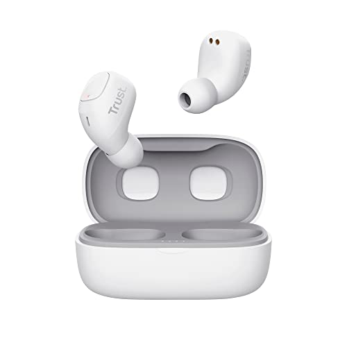Trust Mobile Nika Compact Bluetooth Kopfhörer, In-Ear Kabellose Ohrhörer, Earbuds mit Ladecase, TWS, Integriertes Mikrofon, bis zu 18 Stunden Spielzeit, für Android, Chrome, iOS, Windows, Weiß von Trust