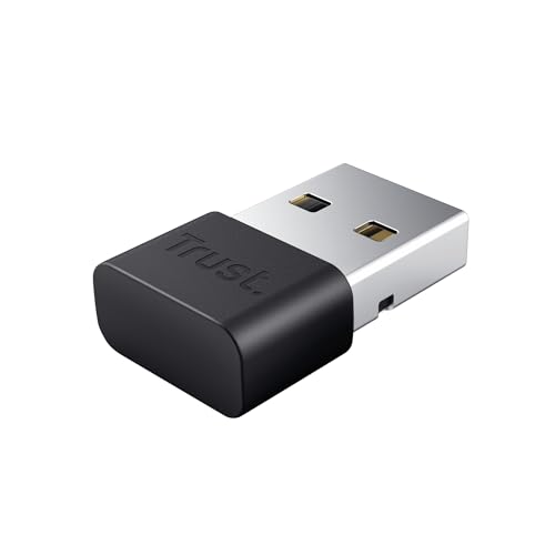 Trust Myna Bluetooth Adapter 5.3, USB Adapter mit 3 Mbit/s Übertragungsgeschwindigkeit, 10 m Funkreichweite, USB Dongle Bluetooth Empfänger für PC, Laptop, Computer, Desktop, Windows - Schwarz von Trust