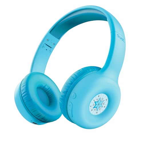 Trust Nouna Bluetooth Kopfhörer Kinder mit Lautstärkenbegrenzer (85dB) für Kinderen ab 4 Jahre, On Ear Faltbares Headset mit Mikrofon, 15 Stunden Spielzeit, Kinder Kopfhörer Kabellos, Blau von Trust
