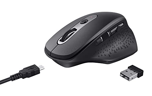 Trust Ozaa Wiederaufladbare Funkmaus, Kabellose Maus, Daumen Scrollrad für Horizontales Scrollen, Ergonomisch, 800/1200/1600/2400 DPI, Wireless Mouse für PC, Laptop, Computer, MacBook - Schwarz Trust Ozaa Wiederaufladbare Funkmaus, Kabellose Maus, Daumen Scrollrad für Horizontales Scrollen, Ergonomisch, 800/1200/1600/2400 DPI, Wireless Mouse für PC, Laptop, Computer, MacBook - Schwarz von Trust
