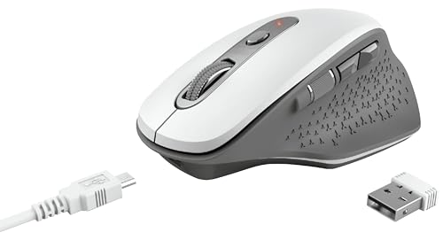 Trust Ozaa Wiederaufladbare Funkmaus, Kabellose Maus, Daumen Scrollrad für Horizontales Scrollen, Ergonomisch, 800/1200/1600/2400 DPI, Wireless Mouse für PC, Laptop, Computer, MacBook - Weiß Trust Ozaa Wiederaufladbare Funkmaus, Kabellose Maus, Daumen Scrollrad für Horizontales Scrollen, Ergonomisch, 800/1200/1600/2400 DPI, Wireless Mouse für PC, Laptop, Computer, MacBook - Weiß von Trust