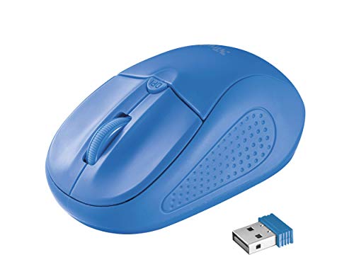 Trust Primo Kabellose Optische Maus, Funkmaus für Laptop mit Speicherbarem USB-Empfänger, 1000-1600 DPI, für Links- und Rechtshänder, 6 m Funkbereich, Kabellose Maus für PC, Laptop, Mac - Blau von Trust