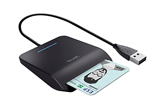 Trust Primo Smartcard-Leser, DNI, konform mit FIPS 201, FIPS TAA und ISO 7816 Klasse A, B, C, 100 cm Kabel, USB Plug & Play, schwarz von Trust