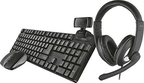 Trust Qoby 4-in-1 Home Office Set mit Webcam, Headset, Tastatur (Azerty) und Maus von Trust