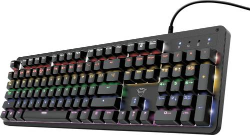 Trust Qwertz GXT 863 MAZZ USB, Kabelgebunden Gaming-Tastatur Deutsch, QWERTZ Schwarz Multimediataste von Trust