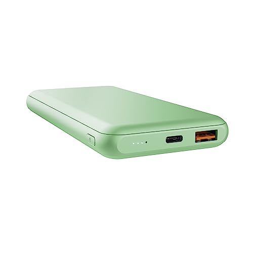 Trust Redoh 10000mAh 20W Powerbank Schnellladefunktion, PD 18W USB-C, QC 3.0 USB, 50% Recyclingkunststoff, Inklusive Kabel, Power Bank Handy, iPhone, iPad, Samsung, Xiaomi, Tablet - Grün von Trust