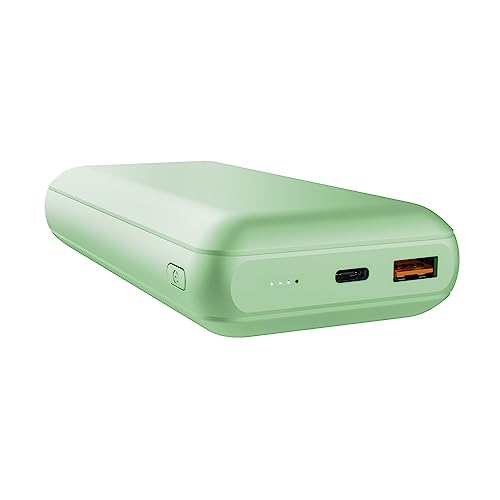 Trust Redoh 20000mAh 20W Powerbank Schnellladefunktion, PD 18W USB-C, QC 3.0 USB, 50% Recyclingkunststoff, Inklusive Kabel, Power Bank Handy, iPhone, iPad, Samsung, Xiaomi, Tablet - Grün von Trust