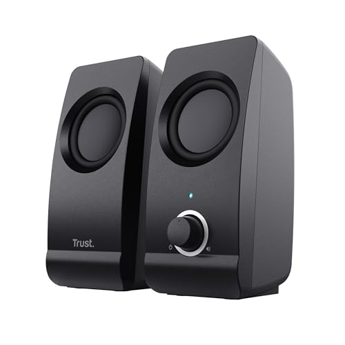 Trust Remo 2.0 PC Lautsprecher Boxen 16 W (8 W RMS), 3,5 mm Audioanschluss, Stromversorgung über USB, Kompaktes Soundsystem, Stereo Lautsprecherset für Computer, Laptop – Schwarz von Trust