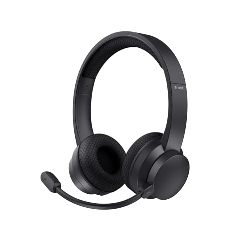 Trust Roha II Kopfhörer Kabellos Bluetooth mit Dual ENC Mikrofon, 85% Recyclingkunststoff, Aufladbarer Akku, On Ear Leichtes Wireless Headset Bluetooth Home Office Work Teams Büro, Schwarz Trust Roha II Kopfhörer Kabellos Bluetooth mit Dual ENC Mikrofon, 85% Recyclingkunststoff, Aufladbarer Akku, On Ear Leichtes Wireless Headset Bluetooth Home Office Work Teams Büro, Schwarz von Trust