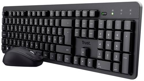 Trust TKM-360 Kabellos Tastatur, Maus-Set Geräuscharme Tasten, Hotkey Funktion, Integriertes Scroll von Trust