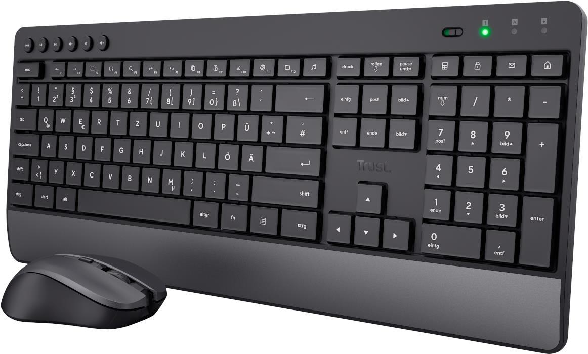 Trust Trezo Comfort - Tastatur-und-Maus-Set - kabellos - Deutsch - Schwarz - Pappschachtel (24532) von Trust