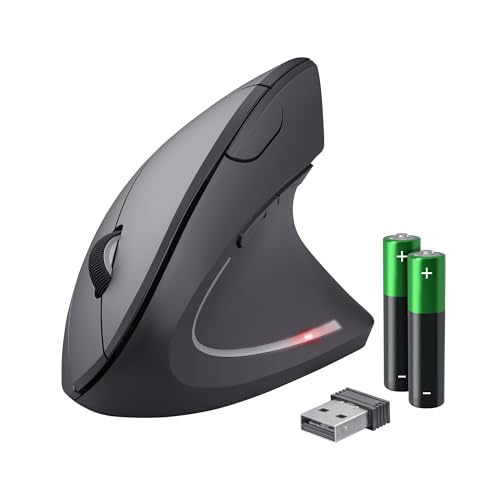 Trust Verto Kabellose Vertikale Maus, Wireless Ergonomische Maus, Vorbeugung Gegen Mausarm/Tennisarm (RSI Syndrom), 800-1600 DPI, Funkmaus für Rechtshänder, PC, Computer, Laptop, Mac, mit Batterien von Trust