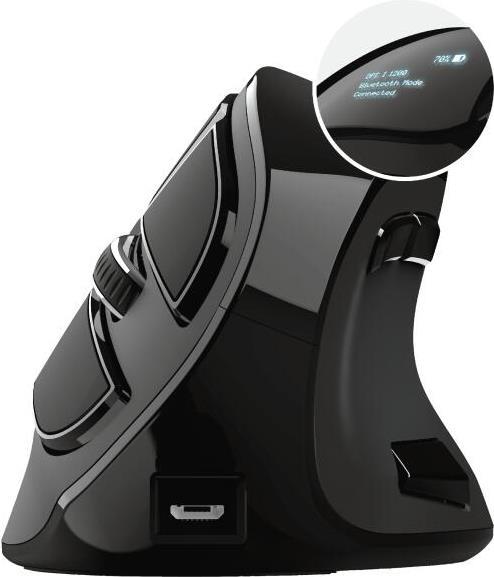 Trust Voxx - Vertikale Maus - ergonomisch - Für Rechtshänder - optisch - 9 Tasten - kabellos - Bluetooth, 2,4 GHz - kabelloser Empfänger (USB) (23731) von Trust