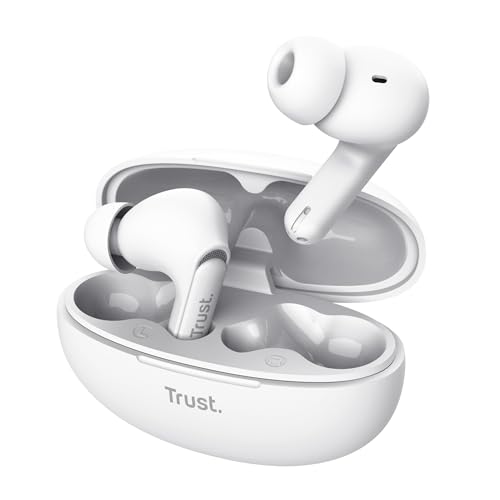Trust Yavi In Ear Bluetooth Kopfhörer mit 2 ENC Noise Cancelling Mikrofone, 23H Spielzeit, 35% Recyclingkunststoff, Earbuds Ohrhörer Kopfhörer Kabellos Bluetooth iPhone Android iOS - Weiß von Trust