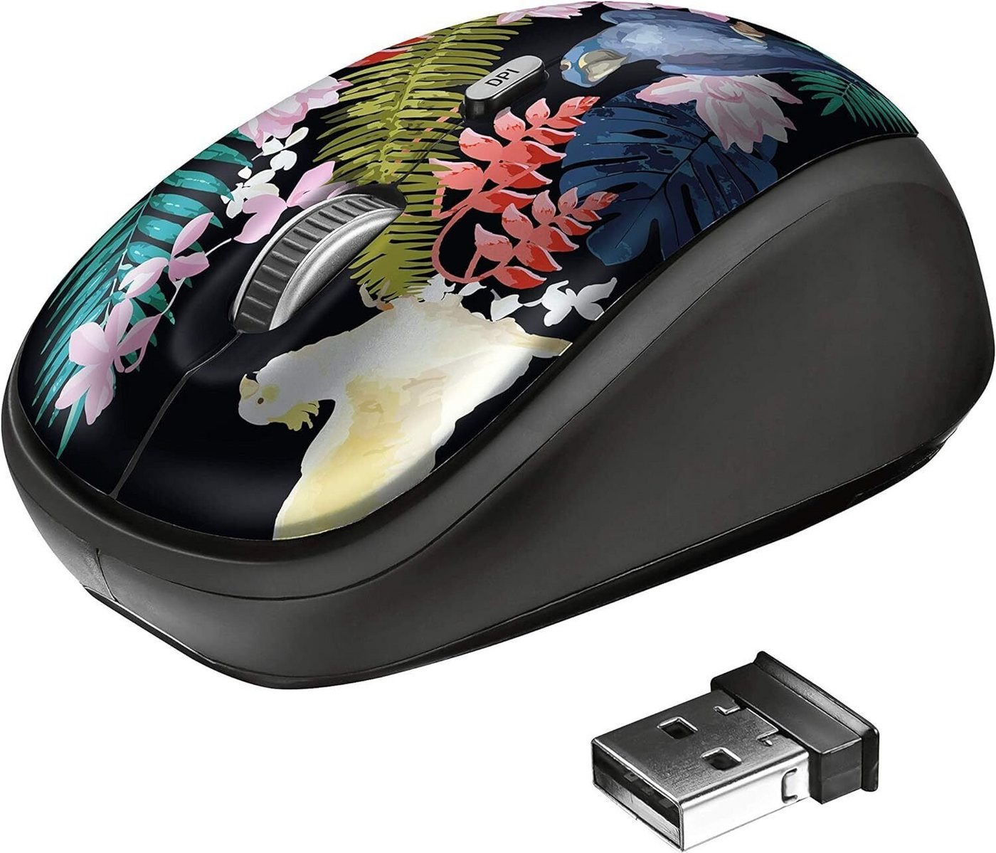 Trust Yvi Kabellose Optische Funkmaus Wireless Maus 1600dpi 4 Tasten Maus (USB, Einstellbare DPI, Ergonomisch, Leise, Scrollrad) von Trust