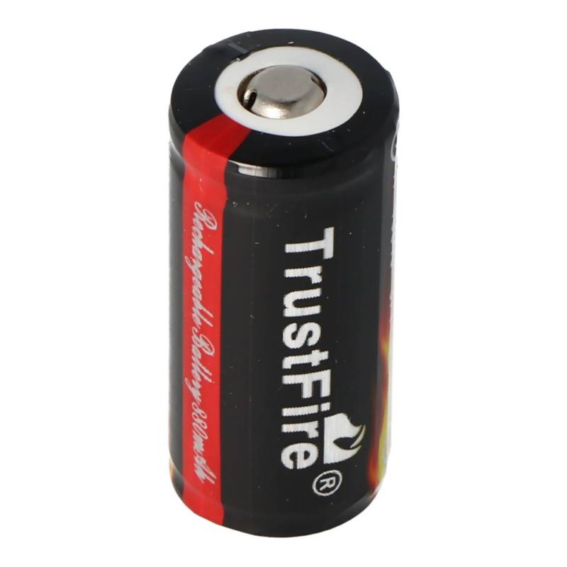 Trustfire 16340 Li-ion Akku 880mAh 3,6V - 3,7V PCB geschützt 36x16,4mm ACHTUNG: Lila Schutzfolie vor Gebrauch entfernen! von Trustfire