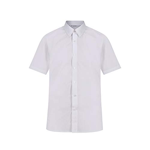 Trutex SSS-WHT-18 Kurzärmlige, schmal geschnittene, bügelfreie Hemden, Weiß, 18 Größe, 2 Stück von Trutex