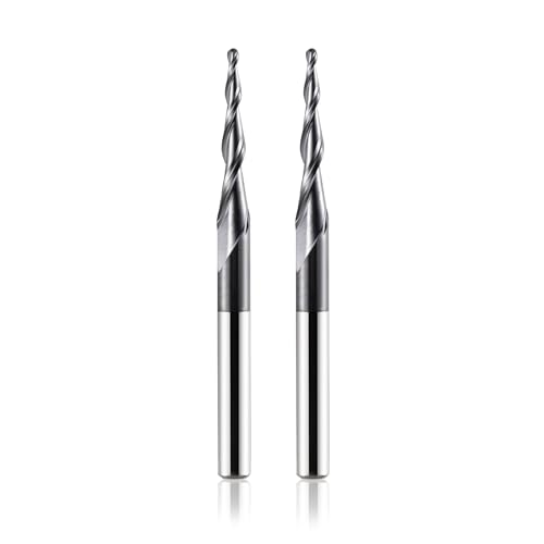 2 Stück VHM Kugelkopffräser Konische Fräser für Oberfräse CNC 2 Flöten 1.0 mm Radius Gravierfräser 6mm Schaft mit TiAlN Beschichtung Schaftfräser für 2D und 3D Gravur von Trvoxviq