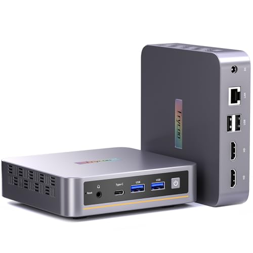 Trycco WI-6 Mini PC 13th Gen N150 (3,6 GHz), 16GB RAM/ 512GB SSD, DDR4/Type-C/Dual HDMI, Mini-Desktop-Computer WiFi5 4K/60Hz Triple-Display USB3.2/BT4.2, Mini-Computer für Zuhause, Business & Büro von Trycoo