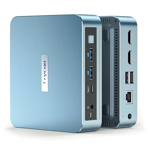Trycoo N100 Mini PC 8 GB RAM 256 GB M.2 SSD, Mini-PC mit 12th N100-Prozessor (bis zu 3,4 GHz), 4K Mini Desktop PC mit Gigabit Ethernet/WiFi/BT/2* HDMI/USB-C, für Alltag Verwenden von Trycoo