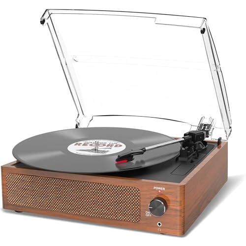 Trynnay Plattenspieler mit Lautsprecher Schallplattenspieler Wireless LP Phonograph mit Eingebauten Stereo-Lautsprechern 3-Gang-Riemenantrieb Plattenspieler mit Lautsprechern Retro Gelb, Bluetooth von Trynnay