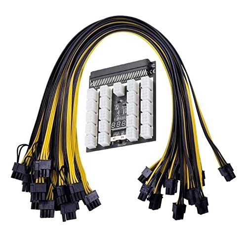 Tsadeer 12 V PCI-E 21 x 6 Pin Power Adapter Server Breakout-Karte Netzteil für 1800 W PSU GPU BTC Mining mit 21 Kabel von Tsadeer