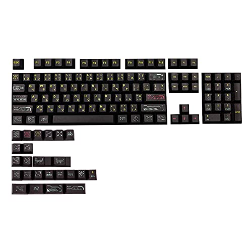 Tsadeer 128 /Set Schwarz Awaken Keycap PBT 5 Side Dye Subbed Key Caps für MX Switch Mechanische Tastatur Cherry Profile von Tsadeer