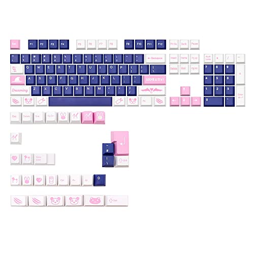 Tsadeer 134 Dreaming Girl Theme PBT Dye Subbed Keycap für MX Switch FL980 Mechanische Tastatur Keycap, Englisch Keycap von Tsadeer