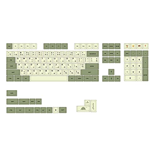 Tsadeer Green Ethermal Dye Sublimation Fonts PBT Keycap für mechanische Tastatur USB verdrahtet 124 Keycaps, Japanisch von Tsadeer