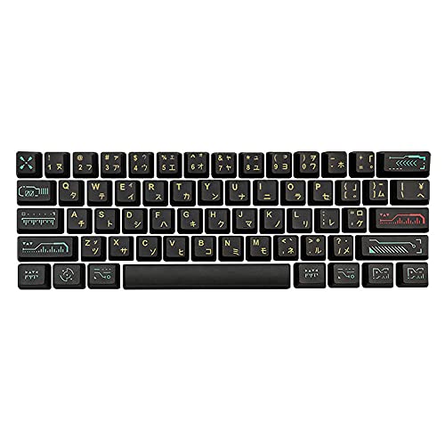 Tsadeer Kappe für mechanische Tastatur, eine Sublimation auf fünf Seiten mit Tastaturabdeckung PBT ein 71, kompatibel mit GH60 GK64, Schwarz von Tsadeer