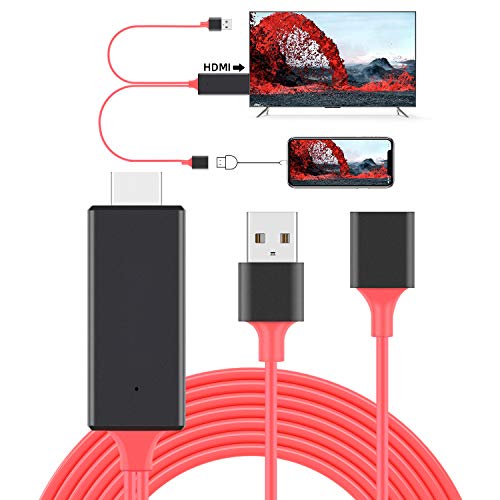 Tsemy HDMI-auf-USB-Adapterkabel, Draht-Dongle-Buchse auf HDMI-Stecker, HDTV für Android OS Phone zu TV Monitor Projektor (rot) von Tsemy