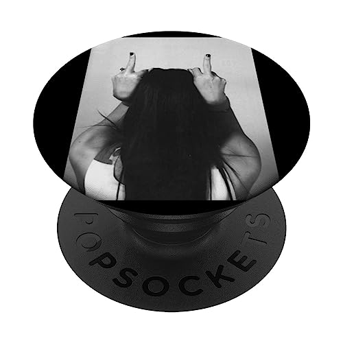 schwarz weiß t-shirt Frau zeigt Mittelfinger Stinkefinger PopSockets mit austauschbarem PopGrip von Tshirt Shirt T-Shirt Pullover Hoodie Sweater Style