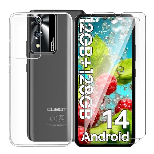 Tsinwe Hülle + 2 Pcs Panzerglasfolie für Cubot A10, Weich Transparent Silikon Handy Hüllen [Stoßfest Kratzfest] [Shock Absorption Schutzhülle] & Schutzfolie Protector Film von Tsinwe