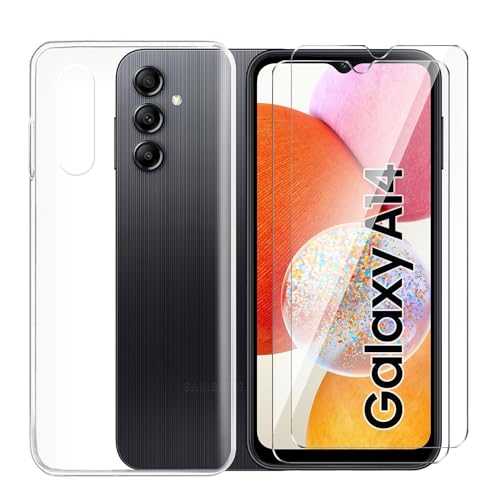 Tsinwe Hülle + 2 Pcs Panzerglasfolie für Samsung Glaxy A05S, Weich Transparent Silikon Handy Hüllen [Stoßfest Kratzfest] [Shock Absorption Schutzhülle] & Schutzfolie Protector Film von Tsinwe