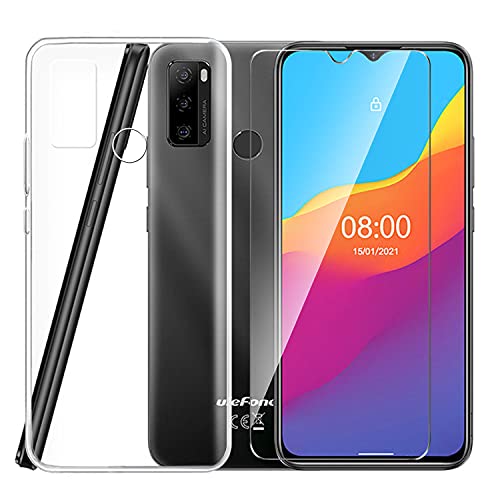 Tsinwe Hülle + Panzerglasfolie für Ulefone Note10, Weich Transparent Silikon Handy Hüllen [Stoßfest Kratzfest] [Shock Absorption Schutzhülle] & Schutzfolie Protector Film von Tsinwe