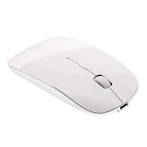 Tsmine Maus Bluetooth Schlanke Wiederaufladbare Bluetooth Maus Kabellos Mäuse für Notebook, PC, Laptop, Computer, Windows Android Tablet, iMac MacBook Air/Pro - Weiß von Tsmine