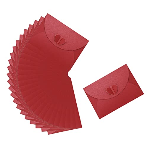 Tsnamay Papierumschläge, Herzverschluss, für kleine Gegenstände, Papierumschläge, Umschläge für Einladungen, Geschenkkarten, Umschläge, Rot, 24 Stück von Tsnamay