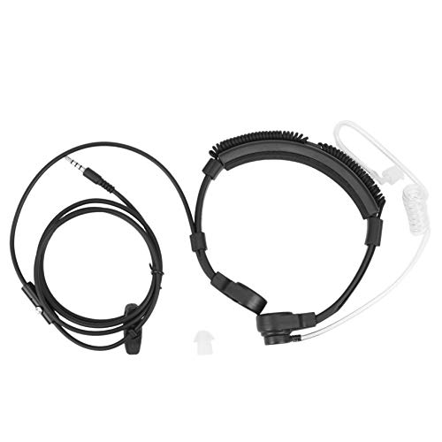 TsoLay 3,5 mm Stecker Tactical-Throat Mikrofon Kopfhoerer Covert Einstellbare Covert Air Tube Headset mit Throat Mic Fuer Smartphones von TsoLay