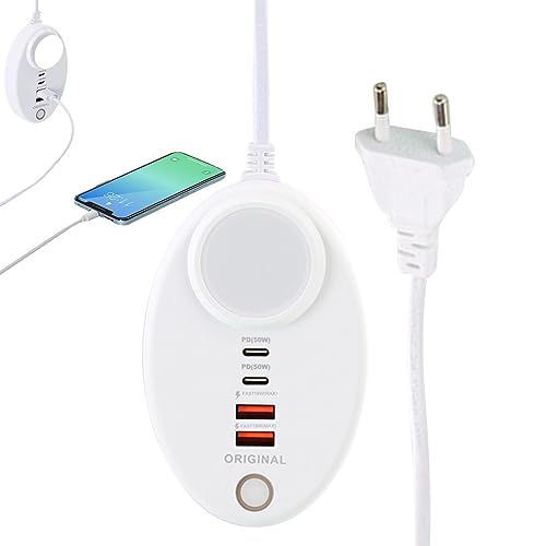 Tsuchiya - 4-Port-USB-Multiport-Ladestation - PD20W Dual-Typ-C- und USB-Schnellladegerät, oval, tragbar, mit Touch-Licht für Audio Tsuchiya - 4-Port-USB-Multiport-Ladestation - PD20W Dual-Typ-C- und USB-Schnellladegerät, oval, tragbar, mit Touch-Licht für Audio von Tsuchiya