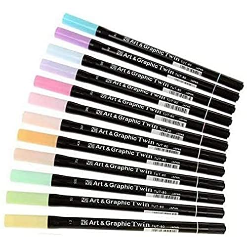 Tsukineko Kuretake TUT-80/12VPA Farbenset, Plastik, diverse farben, 19,4 x 14,4 x 1,5 cm von Tsukineko