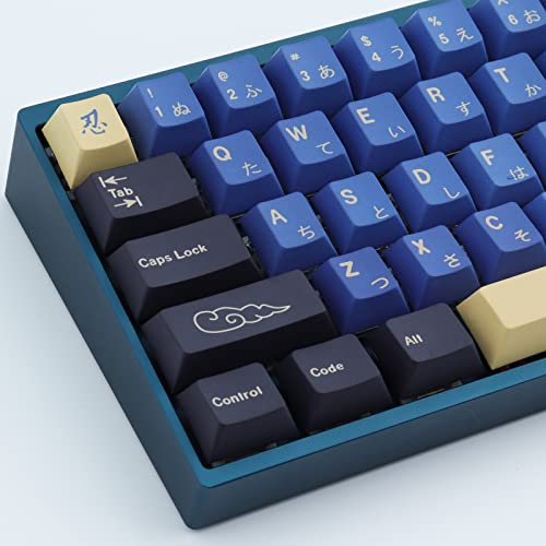 Keycaps 143 Tasten Blue Samurai US- und ISO-Layouts Benutzerdefinierte Tastenkappen Farbsublimations Kirschprofil für Cherry Gateron MX Switches Mechanische Tastatur von Tsungup