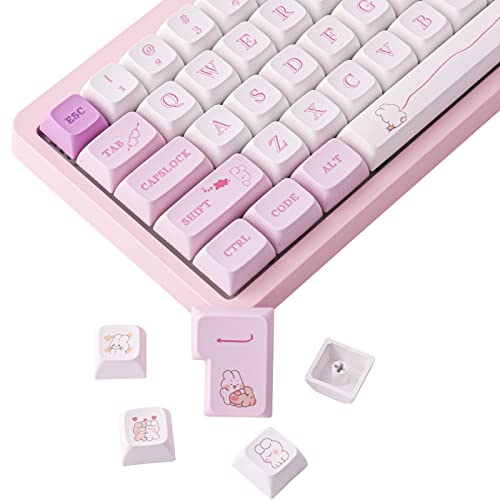 Keycaps PBT Pink Keycaps 133 Tasten XDA Keycaps Cute Bunny Custom Keycaps ANSI&ISO Layout für Cherry MX Switches Mechanische Gaming-Tastatur von Tsungup