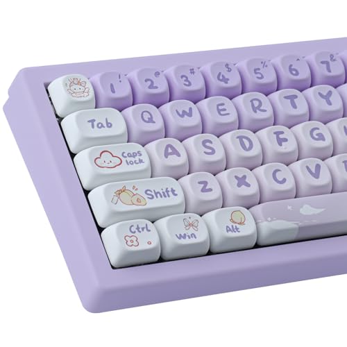 PBT Keycaps Custom Gradient Purple Keycaps Set 142 Tasten Dye-Sublimation MOA Profil Tastenkappen Kompatibel mit Cherry MX Keys für ANSI Layout Mechanische Tastaturen von Tsungup