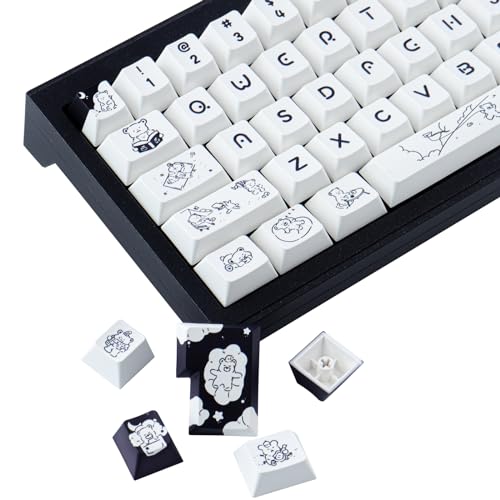 Tsungup Custom Keycaps,151 Keys PBT Keycaps Cherry Profile White Keycaps Set für 60 Prozent Tastatur, Kompatibel mit Cherry MX Tasten für ISO Layout Mechanische Gaming Tastatur von Tsungup