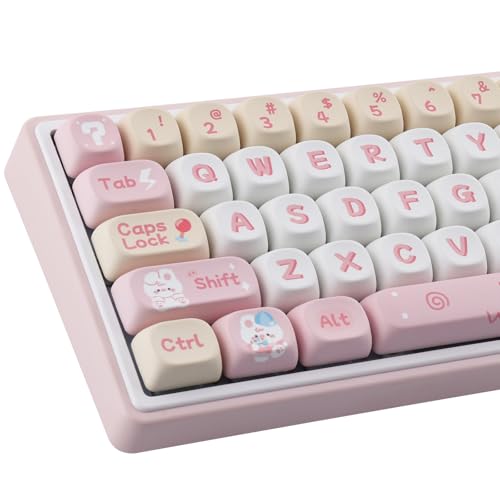 Tsungup MOA Tastenkappen, 137 Tasten, PBT-Tastenkappen, niedliches rosa Häschen-Schweinchen, Dye-Sub-Tastenkappen, Tastatur-Tastenkappen-Set für 60 %, 65 %, 75 %, 80 %, 100 % MX-Schalter, mechanische Tsungup MOA Tastenkappen, 137 Tasten, PBT-Tastenkappen, niedliches rosa Häschen-Schweinchen, Dye-Sub-Tastenkappen, Tastatur-Tastenkappen-Set für 60 %, 65 %, 75 %, 80 %, 100 % MX-Schalter, mechanische von Tsungup